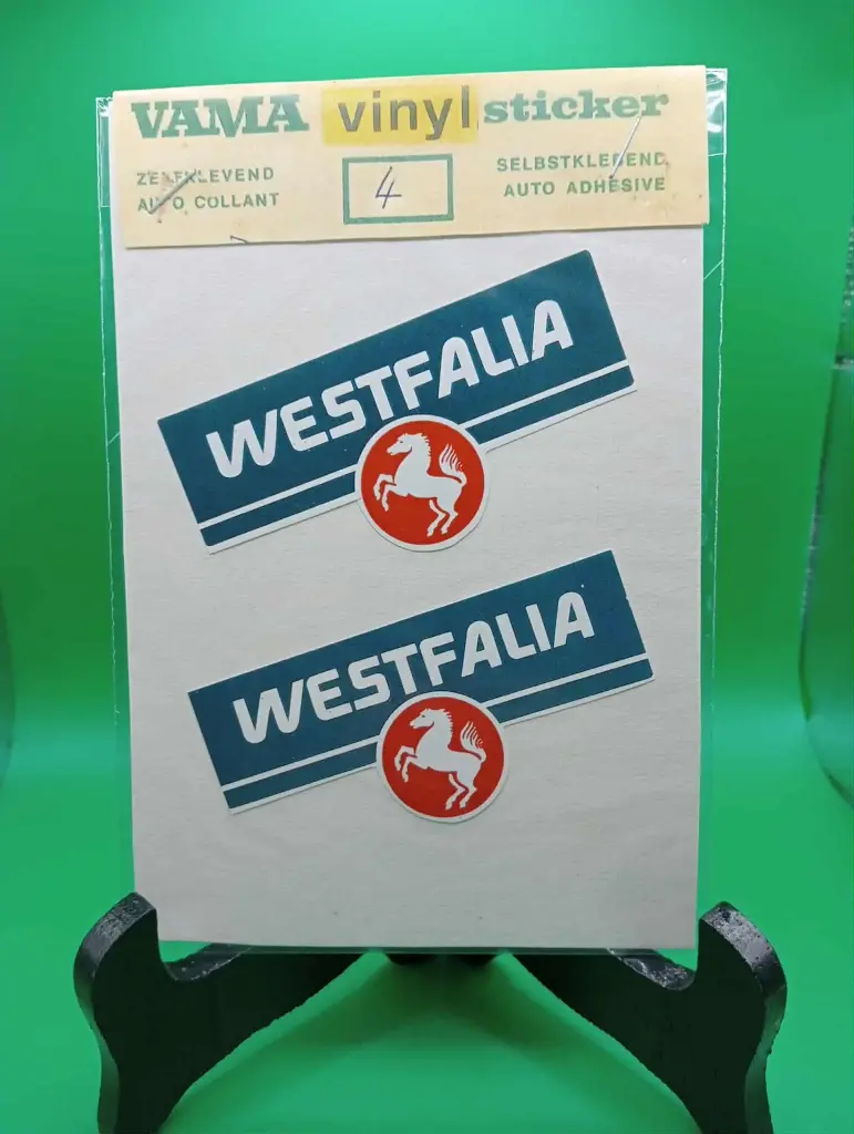 Sticker vintage VAMA – Westfalia Camper Van (années 70, neuf sous blister)