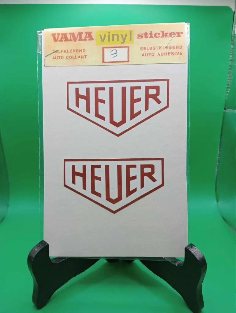 Sticker vintage VAMA – Heuer Logo Rouge (années 70, neuf sous blister)
