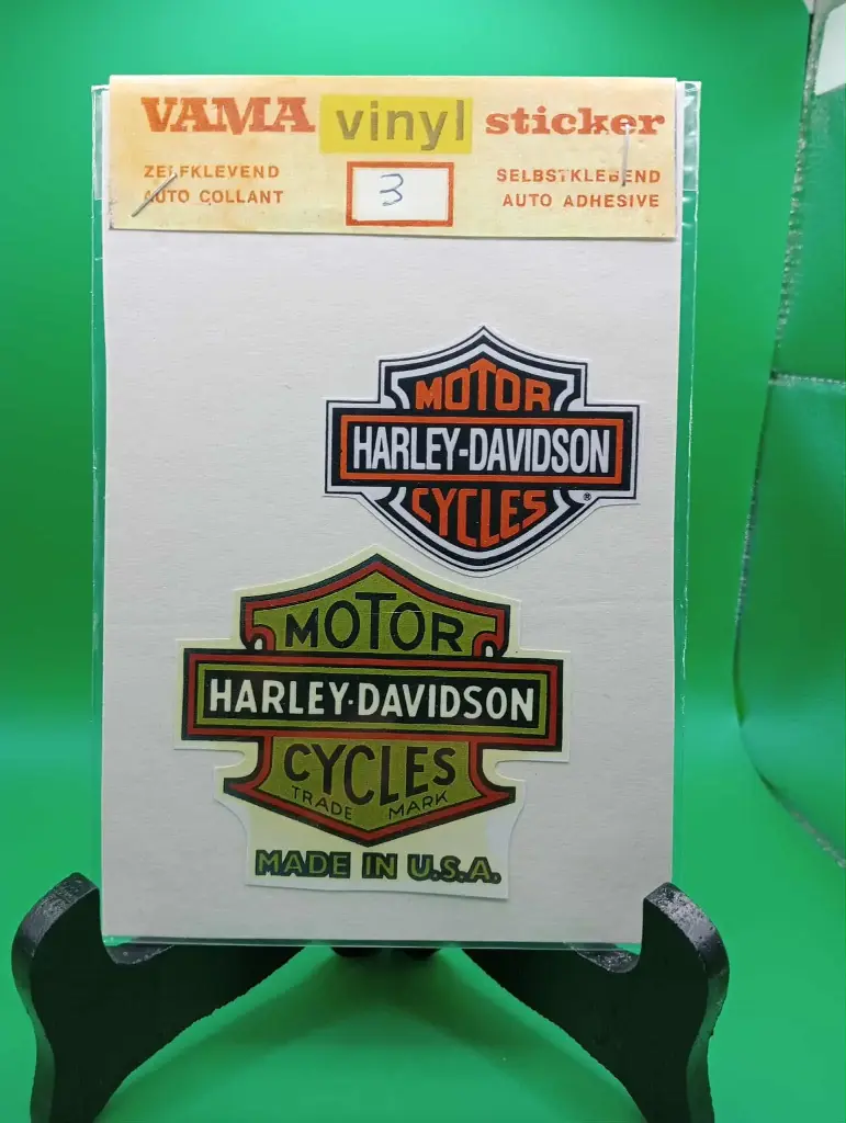 Vintage VAMA-Sticker – Harley-Davidson, Sammler-Duo aus den 70er Jahren
