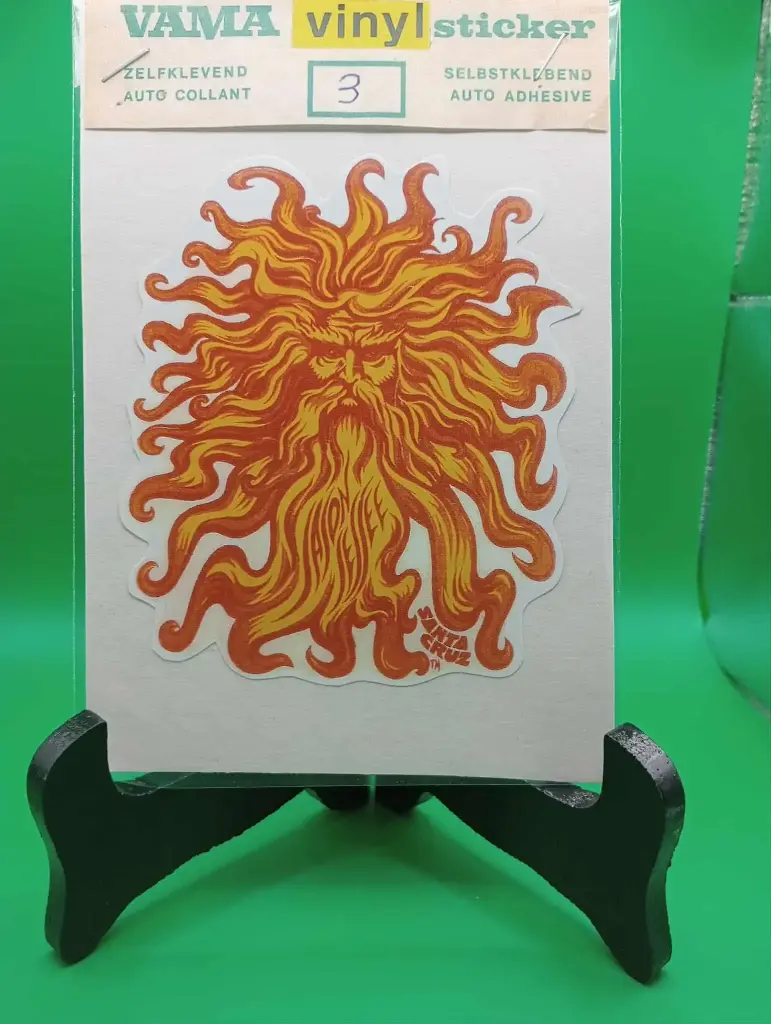 🔥 Autocollant vintage VAMA – Visage flamboyant style Fire Spirit – Années 70