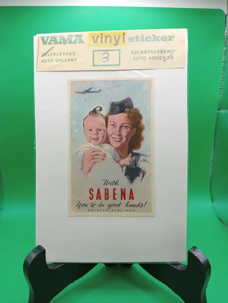 Autocollant vintage VAMA – SABENA “You’re in good hands!” – Publicité aérienne années 70