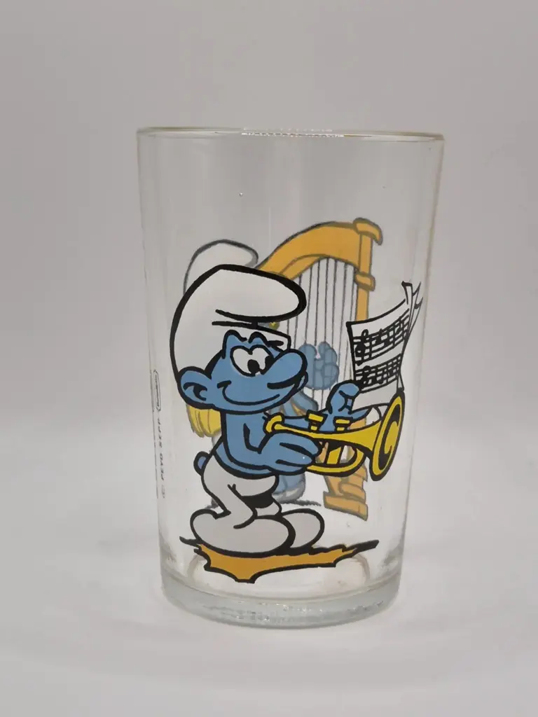 Verre schtroumpfs Bénédictin - schtroumpf musicien et schtroumpfette