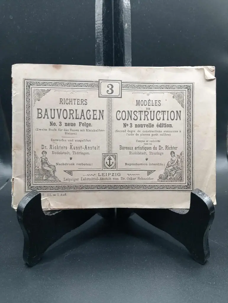 Richter's Bauvorlagen Nº3 – Folleto de modelos para Anker Steinbaukasten – Vintage 1890–1905