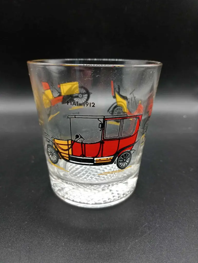 Sammlerglas – Rolls Royce 1903 – Vintage-Auto-Illustrationen – 1980er–1990er