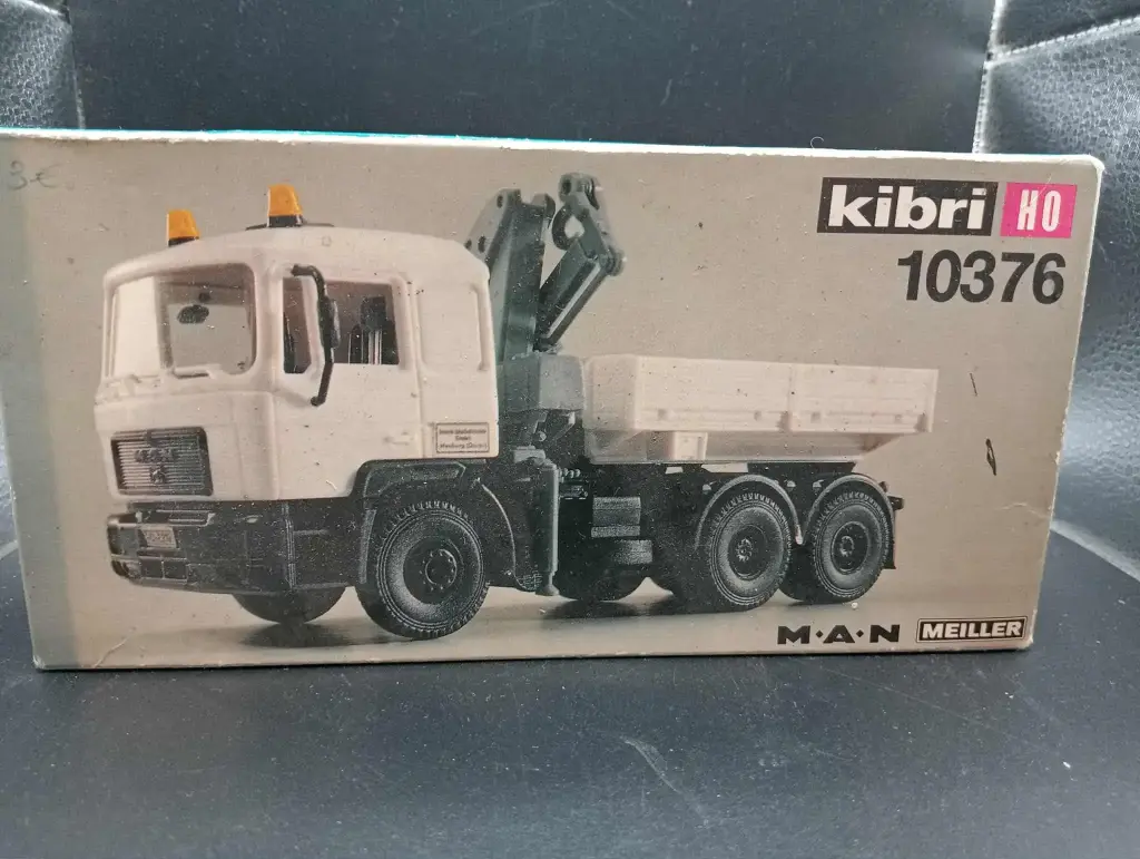 KIBRI HO 10376 modelbouw – MAN MEILLER vrachtwagen met kraan – Schaal 1/87 – Editie 2000s – Compleet vintage