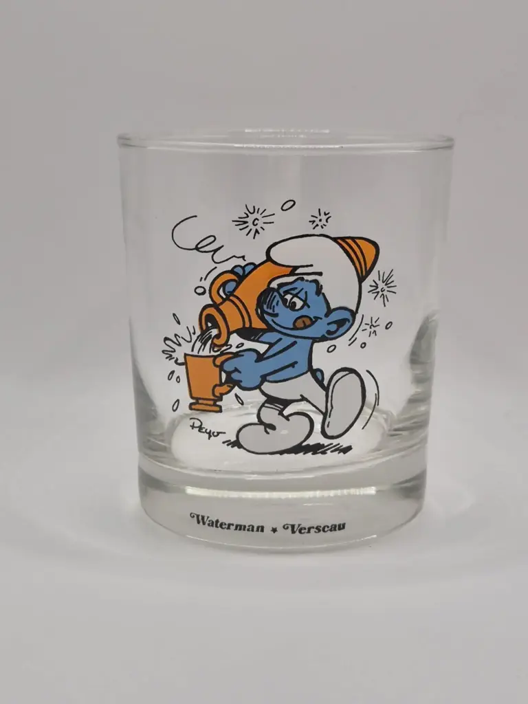 Smurfs glass – Aquarius zodiac sign – official Peyo artwork