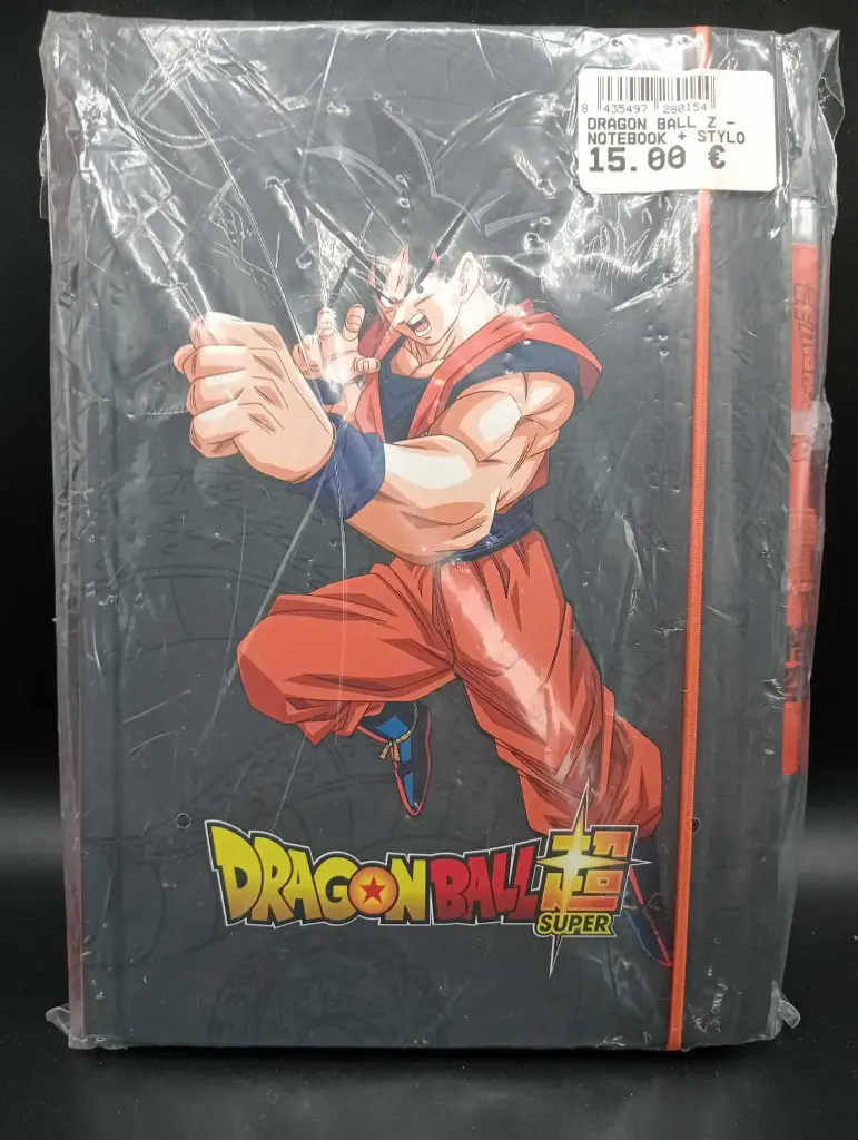Carnet Dragon Ball Super — neuf scellé (stylo indiqué) 21 × 14,5 cm