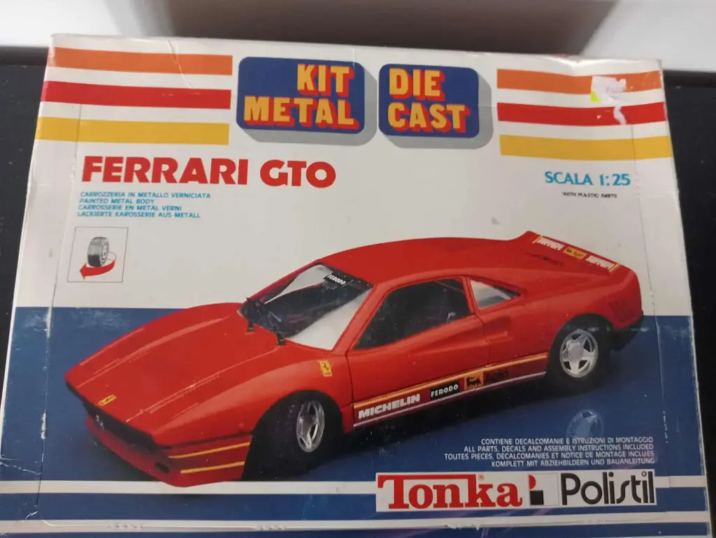Ferrari GTO 1:25 Tonka Polistil – kit métal vintage complet en boîte