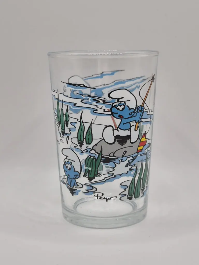 Vaso Bénédictin Pitufos 1993 – los Pitufos van a pescar