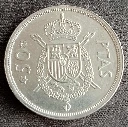 Moeda Espanha 50 pesetas 1975 – Juan Carlos I – cuproníquel transição