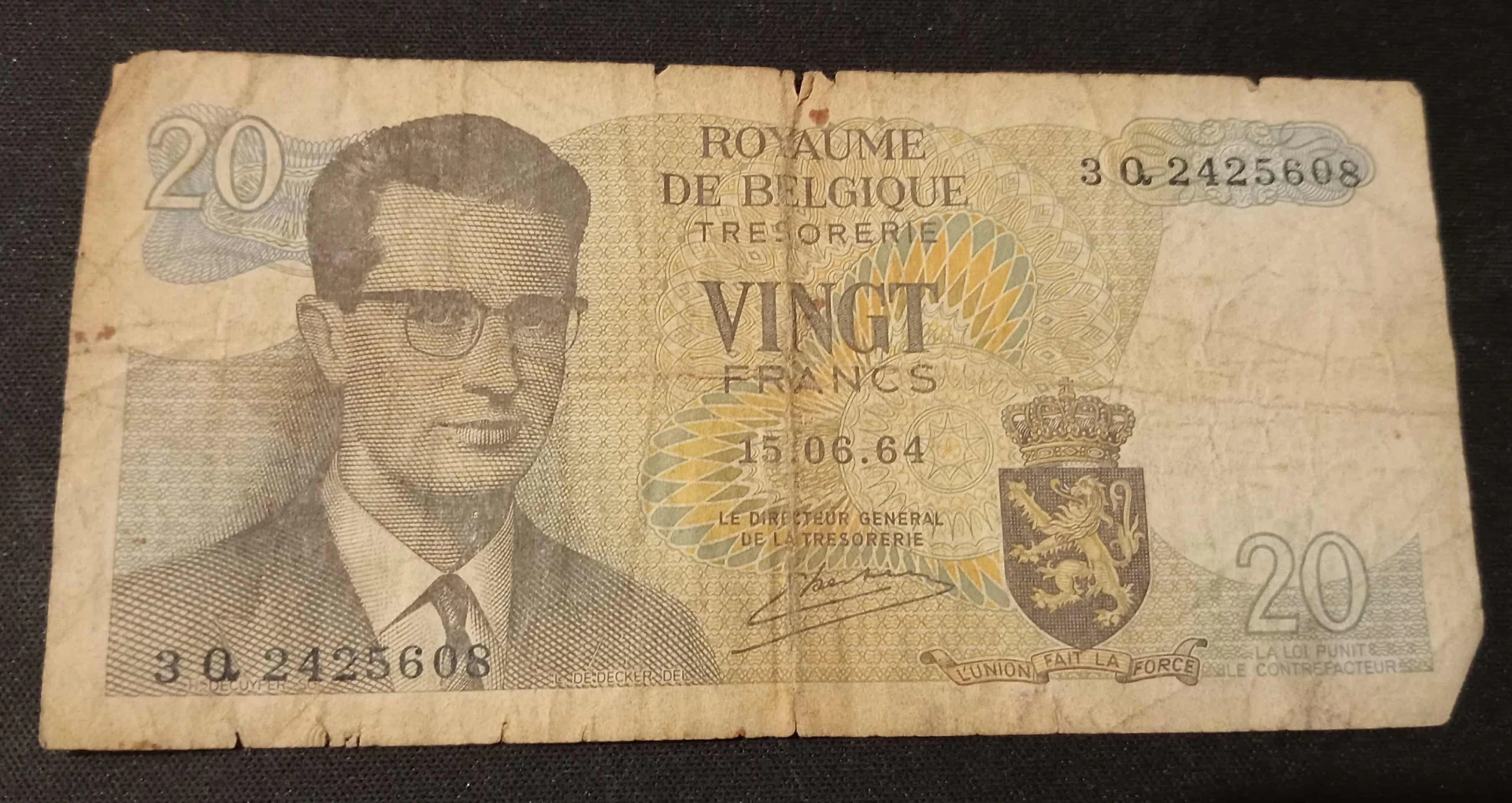 Billet belge 20 francs – Atomium – TWINTIG FRANK – Trésorerie – années 70