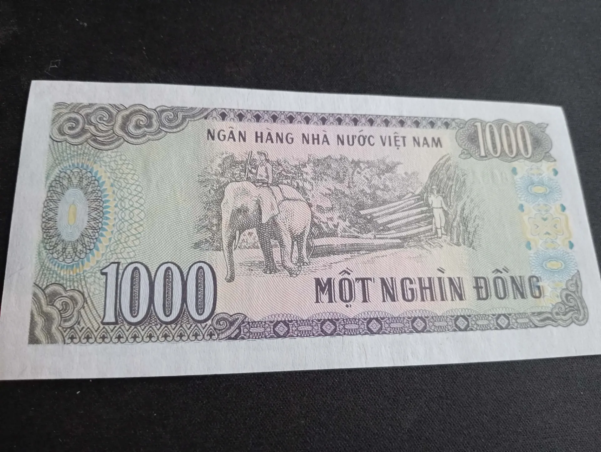 Vietnamesischer 1000 đồng Geldschein 1988 – Hồ Chí Minh & Elefant