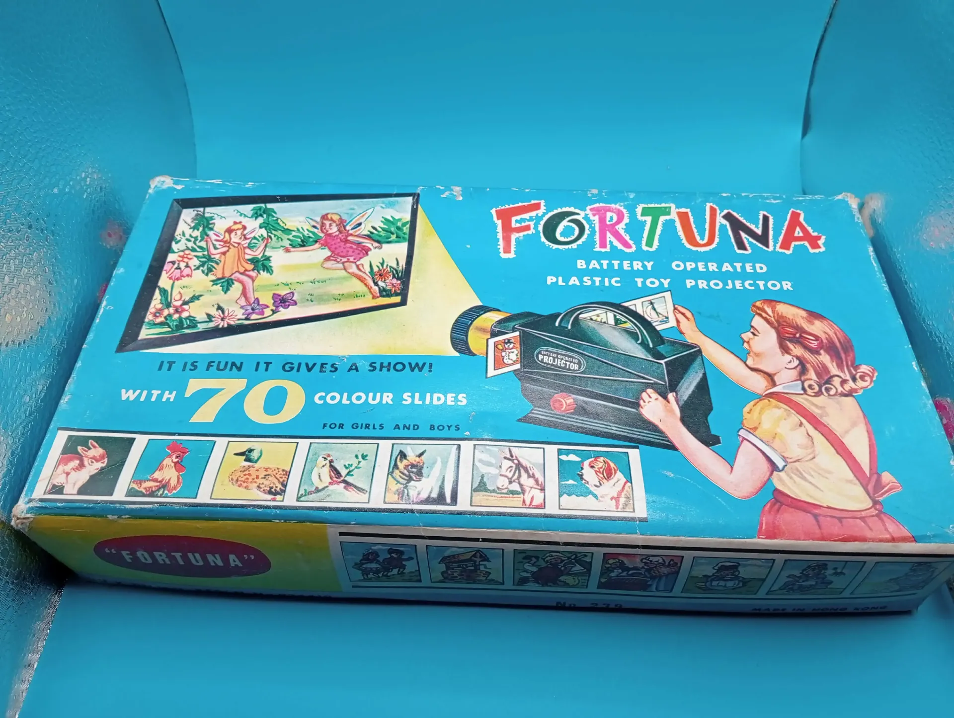 Vintage FORTUNA Toy Projector – 70 Slides of Childhood and Mild Psychological Damage
