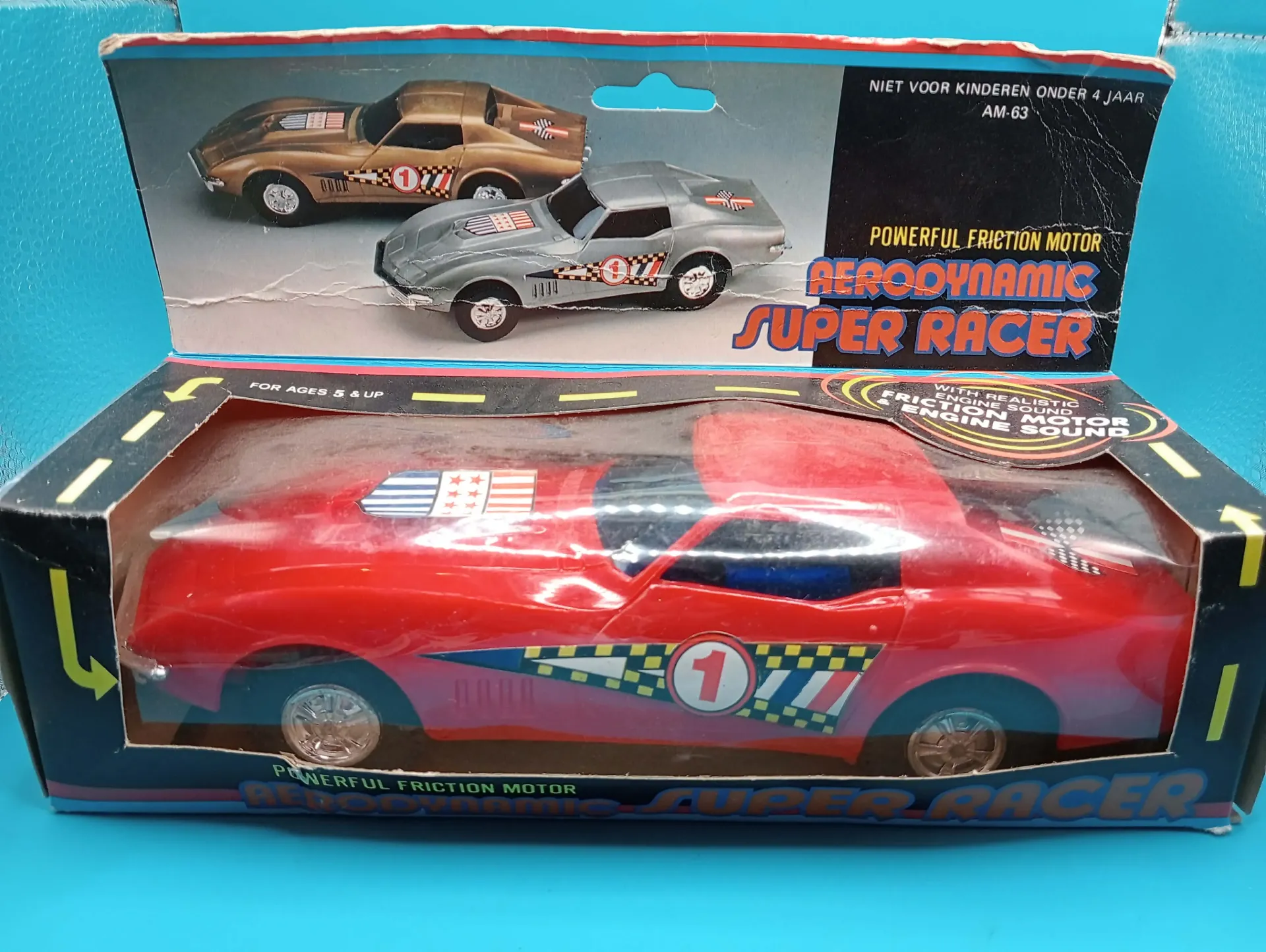 Aerodynamic Super Racer V4300 – Auto giocattolo vintage a frizione Made in Hong Kong