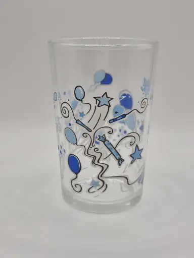 Verre fantaisie étoiles et ballons bleus