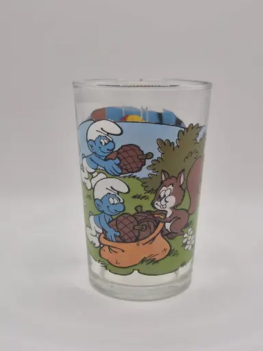 Verre schtroumpfs Bénédictin 1989 - cueillette des noix