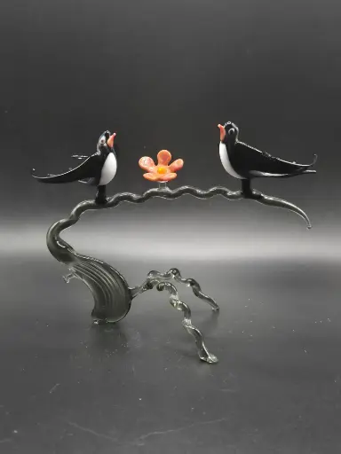 Sculpture d'oiseaux en verre soufflé