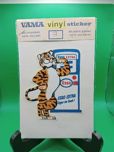 Sticker publicitaire Esso “Tiger in your tank” – VAMA, 11 cm, années 70