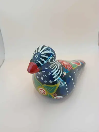 Oiseau décoratif en terre cuite peinte – 20 cm