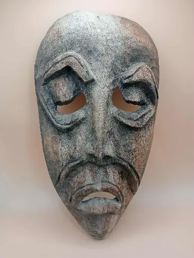 Masque décoratif en bois – style africain – 25 × 14 cm