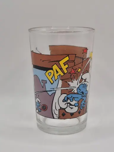 Verre schtroumpfs Bénédictin 1994 - coup de balle en pleine schtroumpf