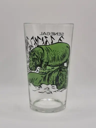 Verre hippopotame et carte du Sénégal