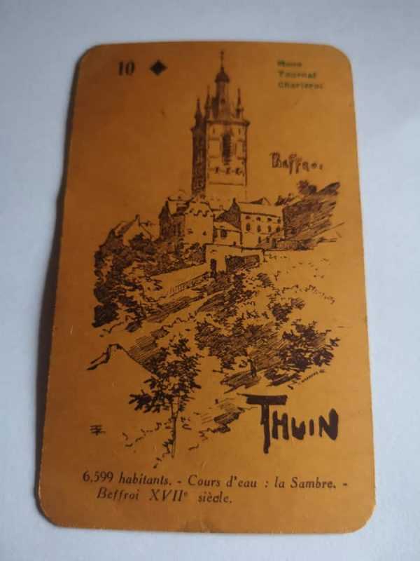 Carte à jouer ancien : Thuin des années 1925 - Beffroi