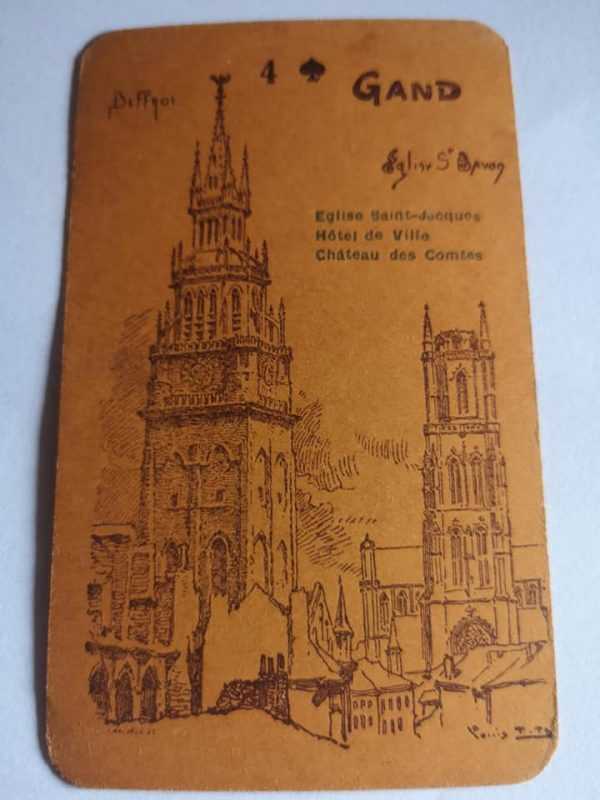 Carte à jouer ancien : gand des années 1925 - église st Bavon Gent