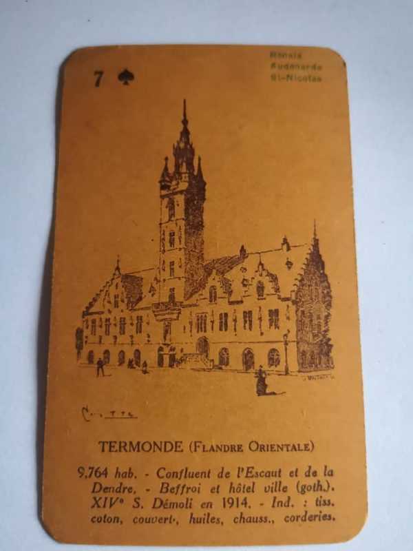Carte à jouer ancien : Termonde des années 1925 - le beffroi Dendermonde