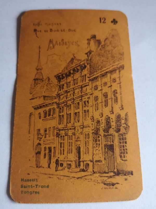 Carte à jouer ancien : Maeseyck des années 1925 - vieilles maison rue de bois le duc Maaseik
