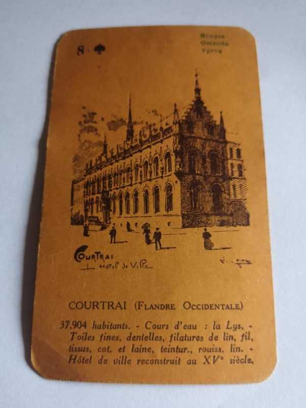 Carte à jouer ancien : Courtrai des années 1925 - hotel de ville Kortrijk