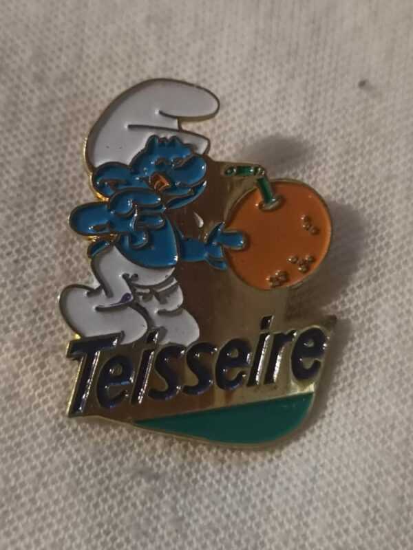 Pin's : Schtroumpf orange - Vintage pub Teisseire