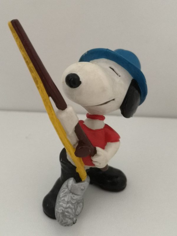 Figurine vintage Snoopy Peanuts canne à pèche