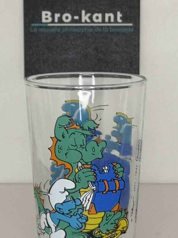 Verre à moutarde : Schtroumpf pompier et dragon