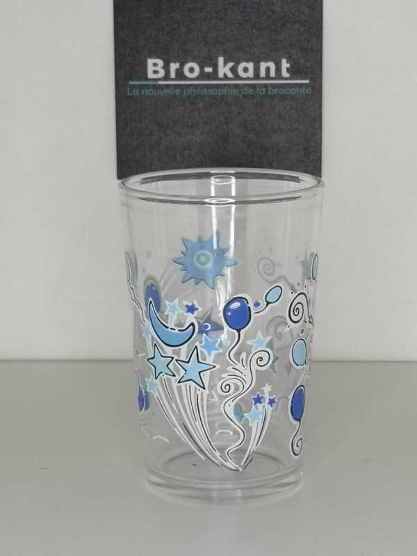 Verre décoré : fête bleu