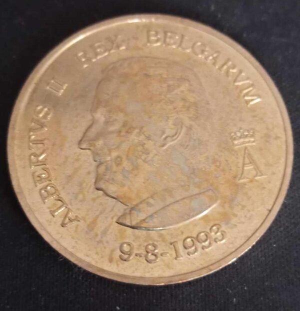 Médaille Commémorative en Laiton Belgique Albert II Rex Belgarum 1993