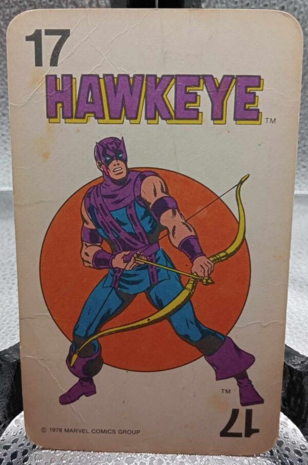 Bro-kant - Jeu de cartes Marvel Comics Super Heroes 1978 - Hawkeye