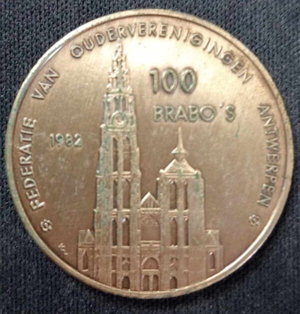 Bro-kant - Jeton touristique FEDERATIE VAN OUDERVERENIGINGEN ANTWERPEN 100 BRABO'S 1982